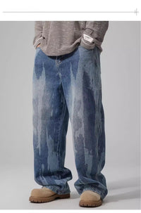 American-style Relaxed Straight-leg Washed Denim Jeans