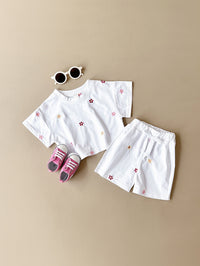 Girls' Floral T-shirt Comfortable All-match Suit