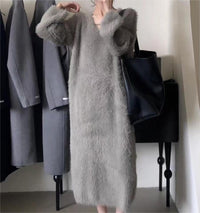 Socialite-style Soft Cuddly Sweater Dress For Women Autumn Winter