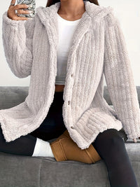 Hooded Loose Plush Coat Women's Regular Sleeve