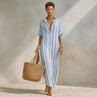 Women's Fashion Loose Casual Striped Shirt Dress
