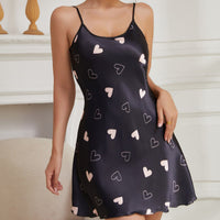 Slip Dress In Faux Silk With Thin Shoulder Straps Short Loungewear Dress