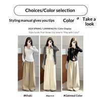 Womens Casual Loose-fitting High-waisted Wide-leg Pants