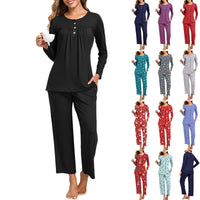 2-Piece Casual Christmas Pajama Set With Pockets
