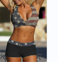 Conservative Bikini Ladies Skull Print Resort Swimsuit