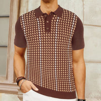 Houndstooth Jacquard Summer High-end Tencel Knitwear Top