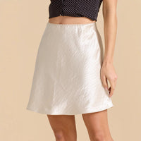 Womens Lace-trimmed Satin Skirt With A Textured Finish