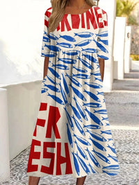 Fashionable Abstract Geometric Mid-Waist 3D Printed Dress