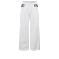 Hip Hop Street Python Pattern Patchwork Jeans Vintage Unisex Style