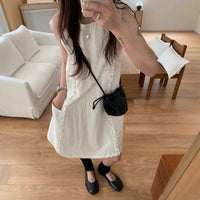Summer New Stylish Large-Pocket Patchwork Hem Tank Dress