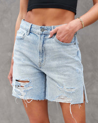 Summer Street Hipster Water Washed Hole Denim Shorts
