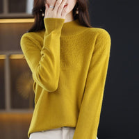 Hollow Wool Base Shirt Women's Clothing Half-collar Wool Sweater