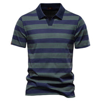 Striped Lapel Men's Polo Shirt Fashion