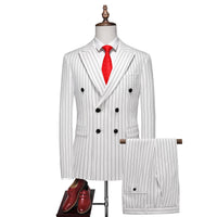 Casual DoubleBreasted Striped Suit Set