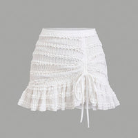 Womens Solid-Color Versatile Lace-trimmed Tutu Skirt