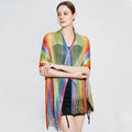 Rainbow Striped Long Beard Sunscreen Shawl Scarf