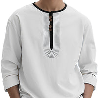 Men's Solid Color Linen Loose Casual Sport Long Sleeve