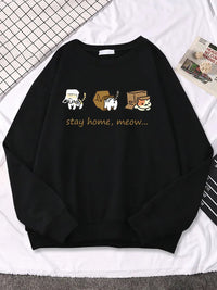 Three Mini Cat Animal Stay Home Sweater