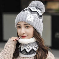 Casual Ear Protection Woolen Thickened Plus Velvet Warm Hair Ball Student Knitted Hat