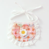 Cute Dog Plaid Lace Bib Pet Saliva Towel