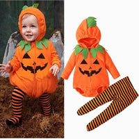 Children's Halloween Long-sleeved Pumpkin-shaped Hooded Jumpsuit