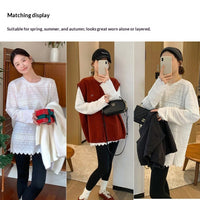 Lace Crochet Hollow-Out Knit Top Can Be Worn As An Inner Or Outer Layer Slimming And Sun-Protective Cover-Up