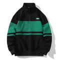 Stand Collar Sweater Men's European And American Campus Sports Loose Casual Contrast Color Bottoming Shirt