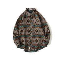 Men's Loose-fitting Autumnwinter Wear Japanese Woolen Coat Retro Long-sleeved Shirt
