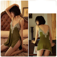 Women's Sexy Deep V Lace Suspender Nightdress