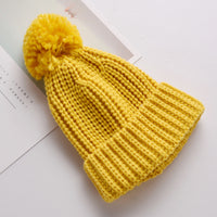 Baby Ball Thicken Warm Cute Candy Solid Color Knitted Hat