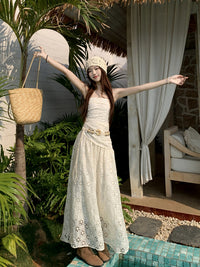 Summer Embroidered Dopamine Strapless Bohemian Style Dress For Women