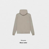 Autumn Winter Fleece-Lined Solid-Color Hoodie
