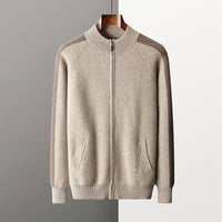New Thickened Casual Sports Cashmere Men's Half Turtleneck Zipper Knitted Cardigan Suit