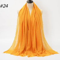 Pure Color Pleated Cotton Scarf Cotton And Linen Scarf