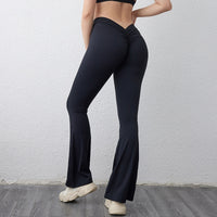 High-waist Quick-drying Fitness Sports Wide Legs Bootcut Trousers