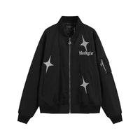 Star Letters Embroidered Stand Collar Zip Jacket For Men