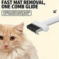 Pet Dematting Comb For Dogs And Cats, Stainless Steel Deshedding Tool With Safety Rounded Edges, Professional Undercoat Rake For Removing Mats Tangles And Loose Hair, 7cm Wide Ergonomic Grooming Brush