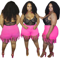 Fashion Sexy Bag Hip Tassel Fat MM Denim Straight Shorts