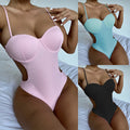 European And American Bikini Solid Color One Piece Swimsuit