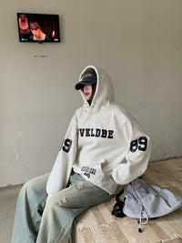 Gray Hooded Sweater Women's Fleece-lined Oversize Coat
