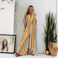 Summer Fashion Printed Wide Leg Leisure Jumpsuit For Women