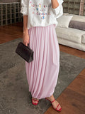 Draped Pleated Wide Leg Maxi Skirt