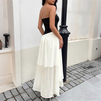 New French Sweet-Cool Style Black And White Contrasting Color Strapless Bow-Knot Dress
