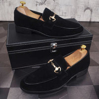 Men's Breathable Genuine Leather Slip-on Trendy Beanie Shoes Light Luxury Suede Leather Lazy Shoes