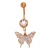 Heart-shaped Zircon Butterfly Navel Stud