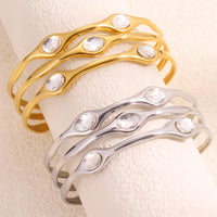 Zircon-encrusted Multi-layered Personalized Open C-shaped Wide Bracelet