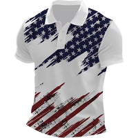 Short-sleeve T-shirt With National Flag Print And A Turn-down Collar POLO Shirt