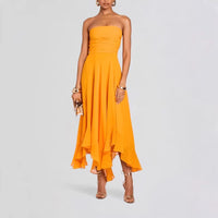 Ruched, Slim-fit, Chic, Asymmetric Maxi Dress