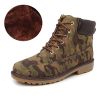 Pink With Velvet Lining Warm Flat Bottom High-top Men's Shoes Couple Martin Boots