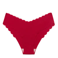 Simple Seamless Ice Silk Underwear With Wavy Edges V-Waist Comfortable Thong